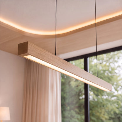 Modern LED Pendant Light Adjustable Hanging Lamp Pine and Black Walnut for Kitchen Island