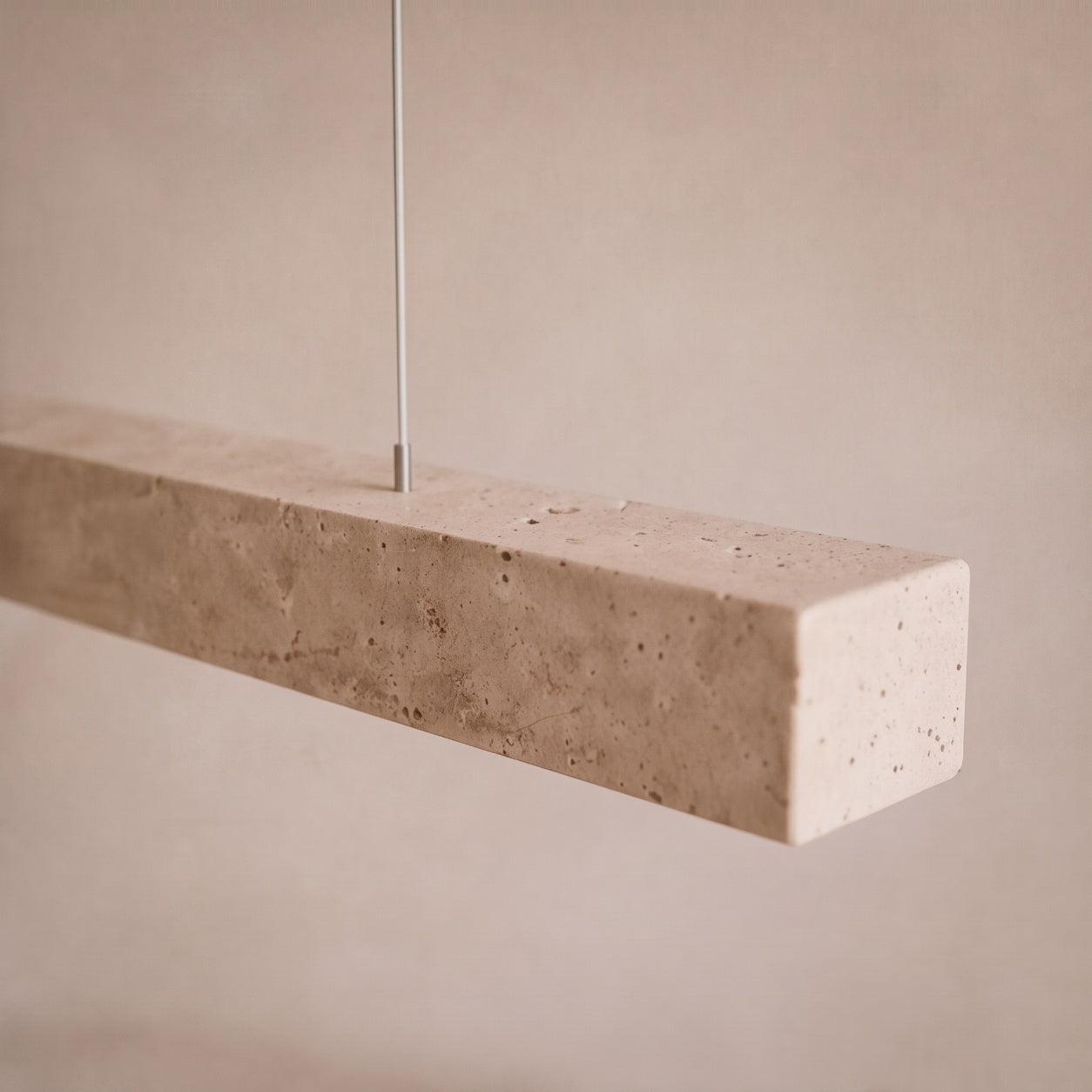 Modern Pendant Lamp Adjustable Height LED Lighting Travertine Shade for Kitchen Island