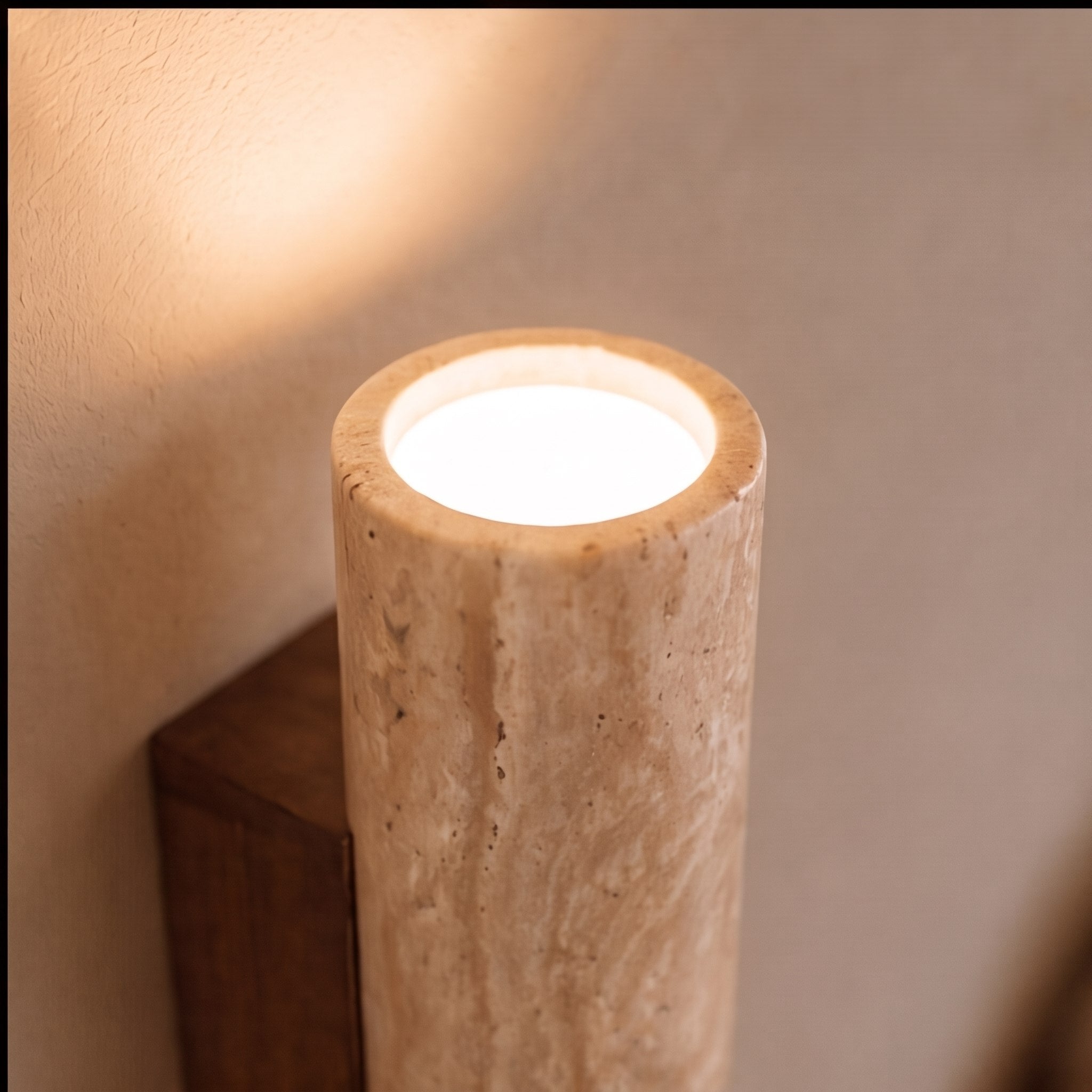 Minimalist Wall Light Up Down Sconce Travertine Stone LED 3000K Warm White Hardwired