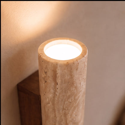 Minimalist Wall Light Up Down Sconce Travertine Stone LED 3000K Warm White Hardwired