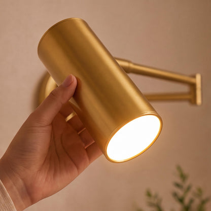 Industrial Wall Light Adjustable Swing Arm Metal Brass Matte Black LED Compatible Sconce