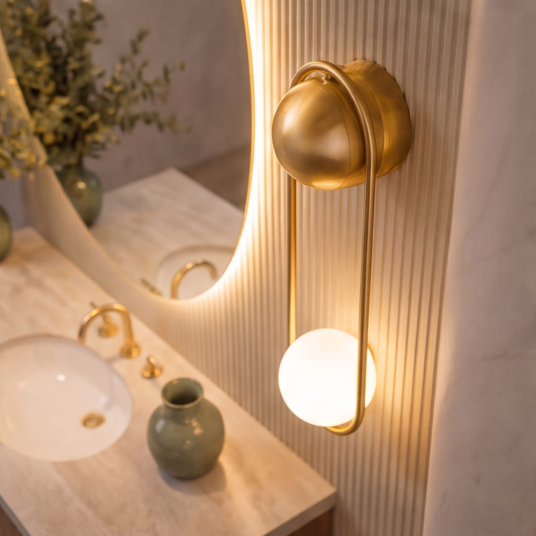 Modern Wall Light Sconce Wall Mounted Brass Glass LED Fixture Adjustable G9 Base 15cm Diameter