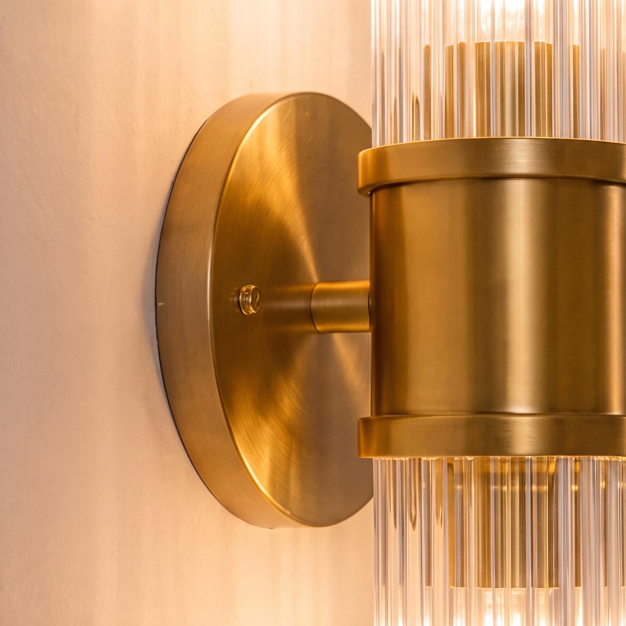 Modern Wall Sconce Wall Mounted Cylinder Glass Shade Iron Chrome Gold Finish LED 3000K