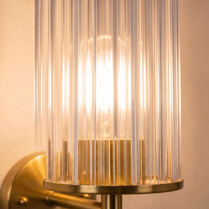 Modern Wall Sconce Wall Mounted Cylinder Glass Shade Iron Chrome Gold Finish LED 3000K