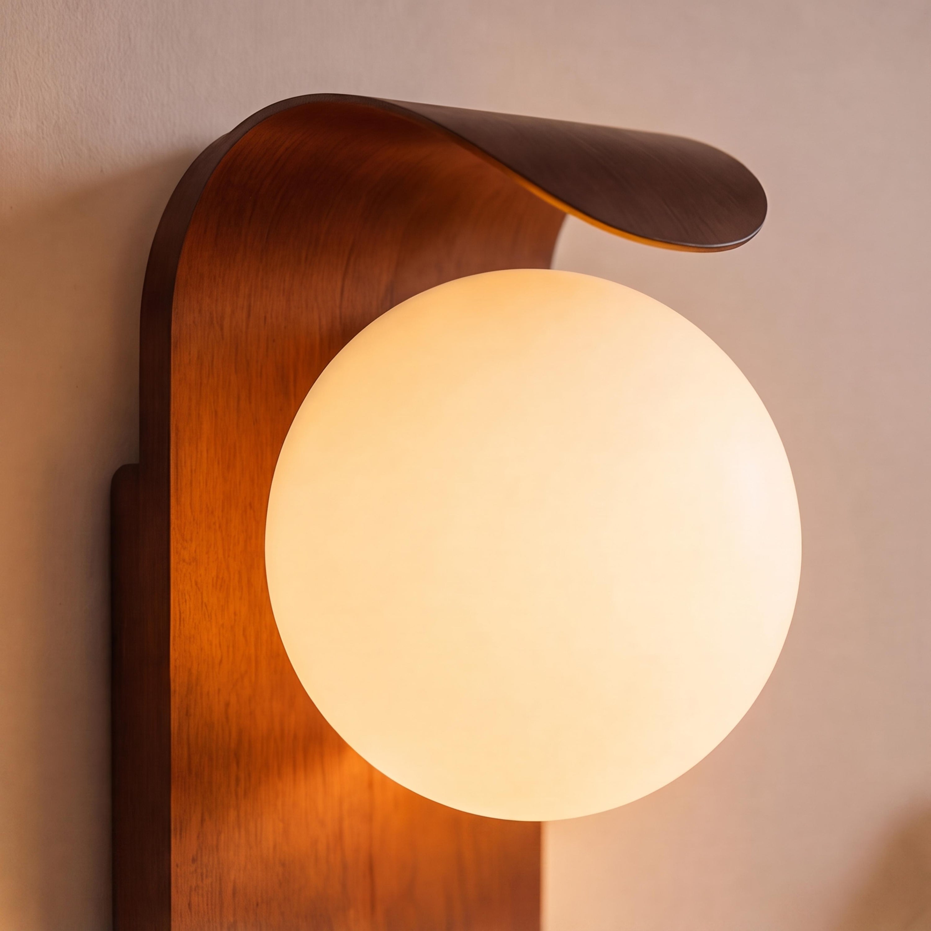 Modern Wall Light Wall Mounted Wood Sconce Opal Glass Dimmable for Elegant Interiors