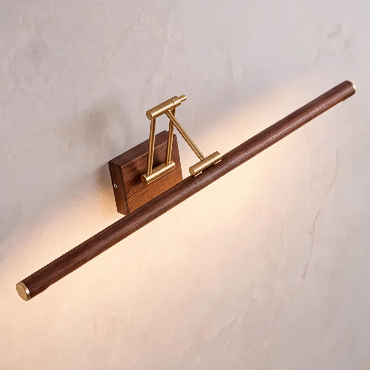 Modern Walnut Wall Light Adjustable LED Sconce Fixture with Brass and Acrylic Components