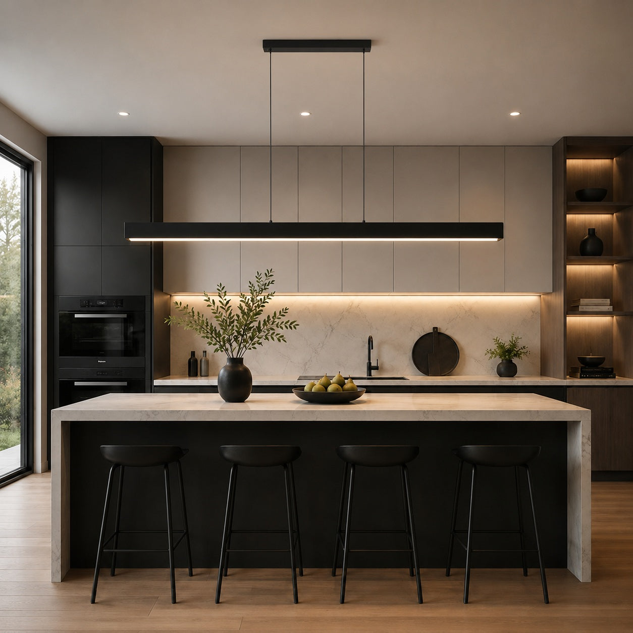 Modern Glass Pendant Light Adjustable Hanging Metal LED for Kitchen Island Dining Room
