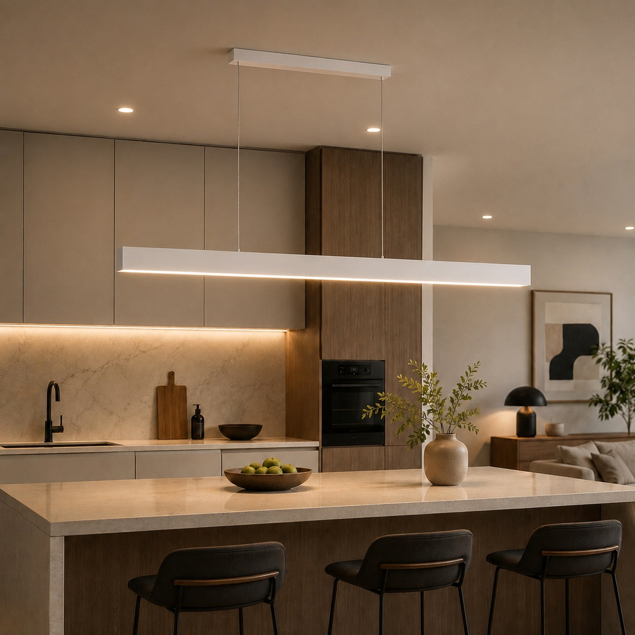 Modern Glass Pendant Light Adjustable Hanging Metal LED for Kitchen Island Dining Room