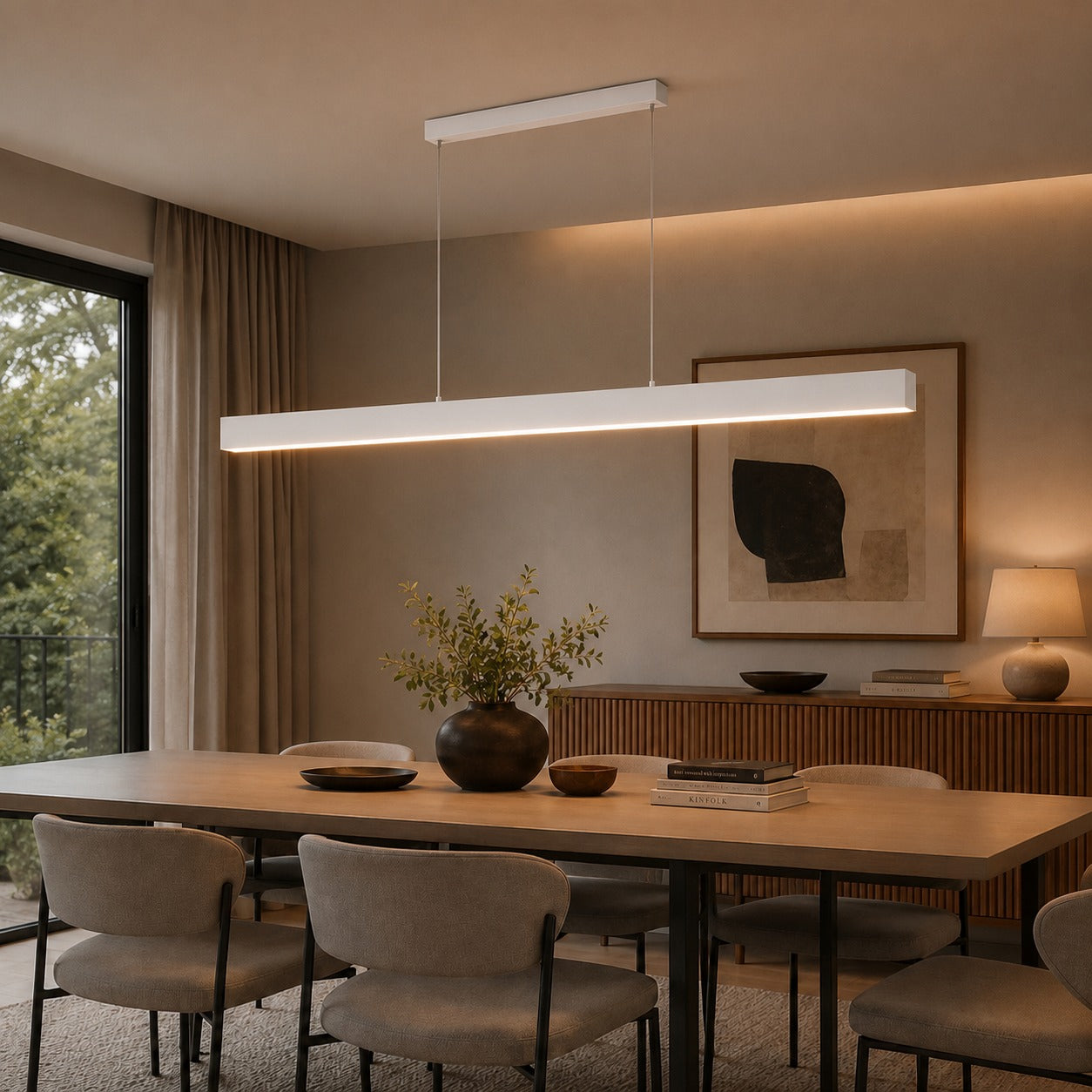 Modern Glass Pendant Light Adjustable Hanging Metal LED for Kitchen Island Dining Room