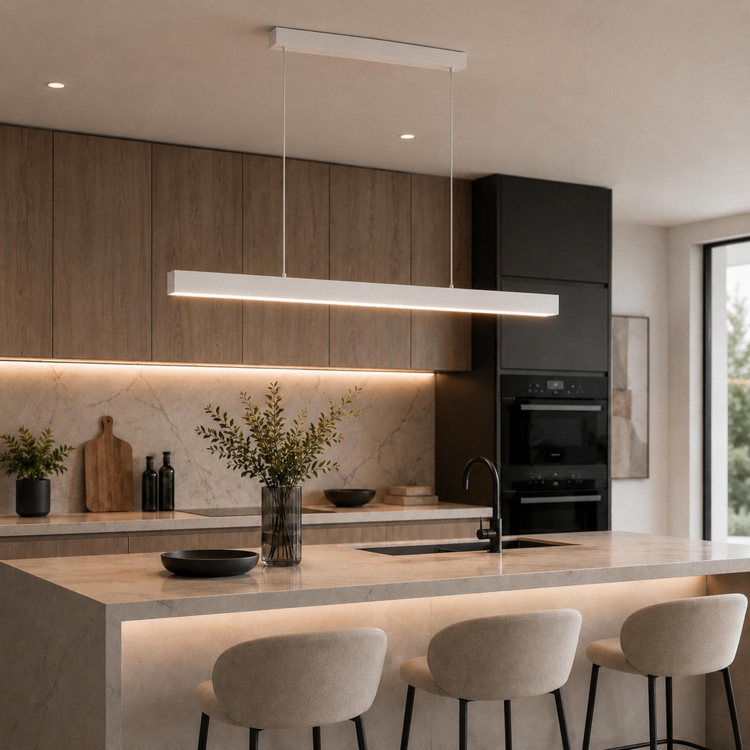 Modern Glass Pendant Light Adjustable Hanging Metal LED for Kitchen Island Dining Room
