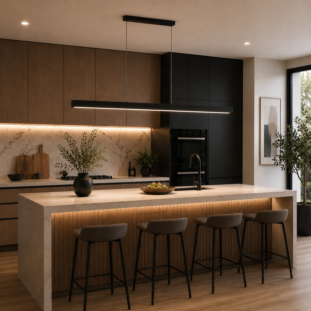 Modern Glass Pendant Light Adjustable Hanging Metal LED for Kitchen Island Dining Room