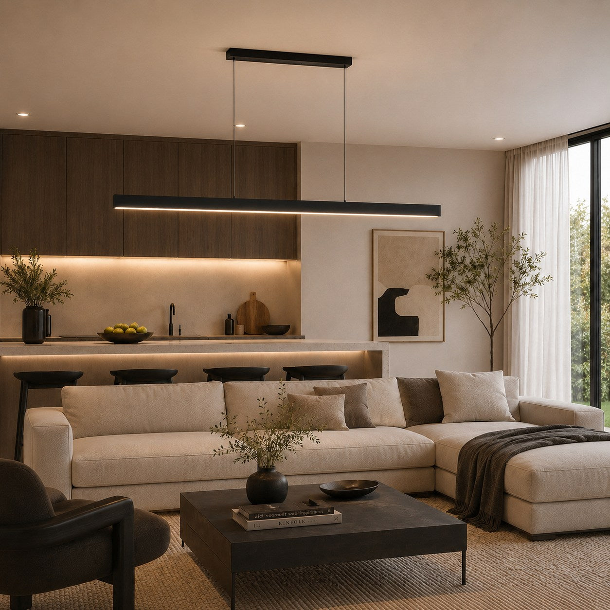 Modern Glass Pendant Light Adjustable Hanging Metal LED for Kitchen Island Dining Room