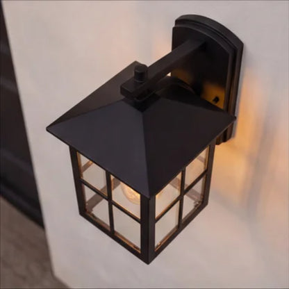 Classic Black Outdoor Wall Lantern IP65 Rated Aluminum Sconce with Glass Shade E26/E27 Socket