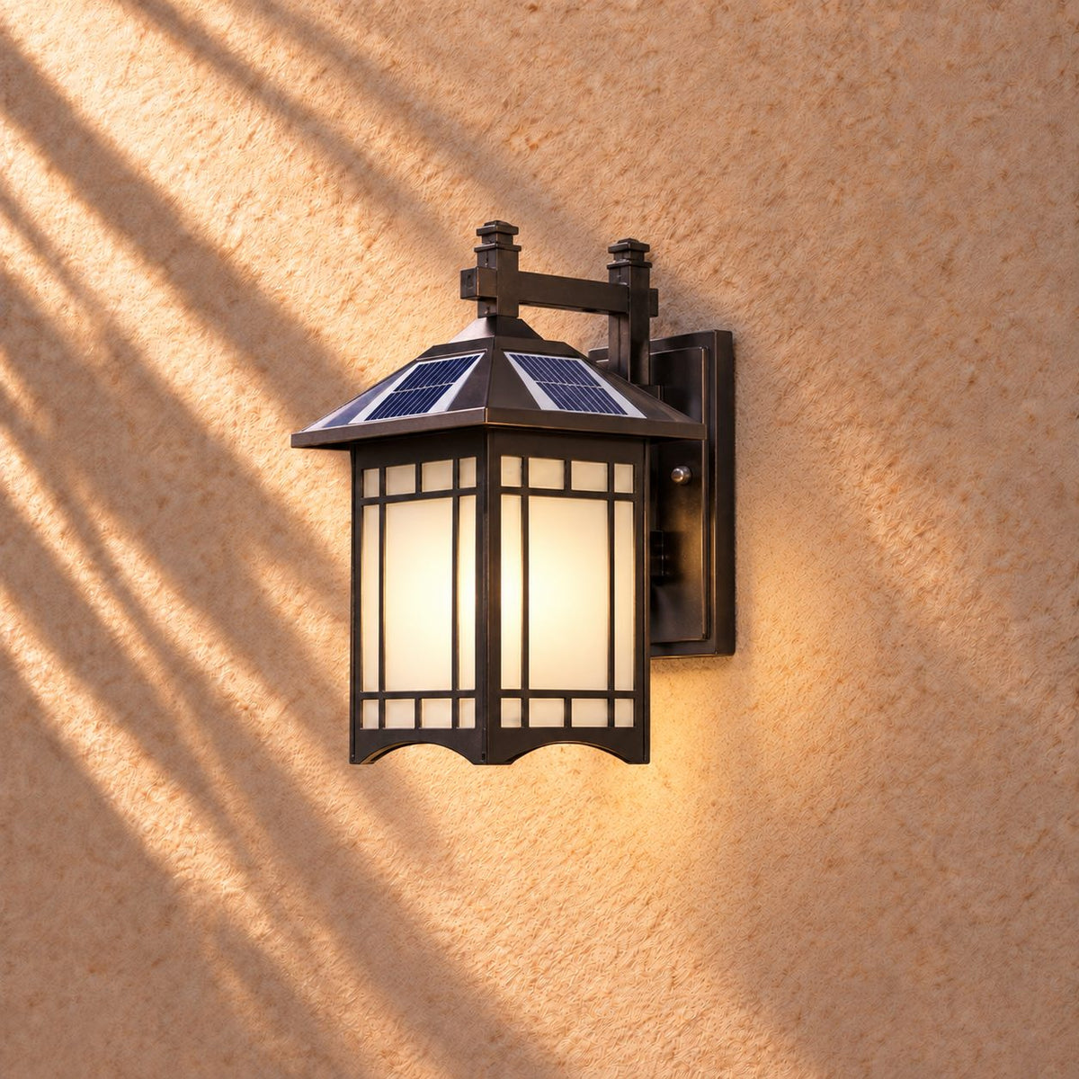 Modern Outdoor Wall Lantern Wall Mounted Die-Cast Aluminum Glass LED Light with Solar and Hardwired Options