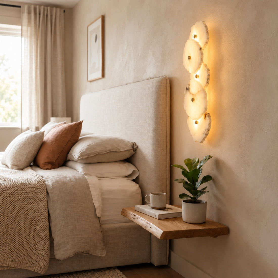 Modern Wall Light Wall Mounted Alabaster Shade Ambient Illumination Fixture