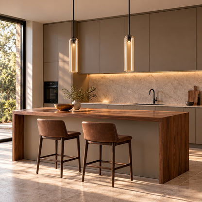 Modern Glass Pendant Lamp Adjustable Height LED Hanging Light for Kitchen Lighting