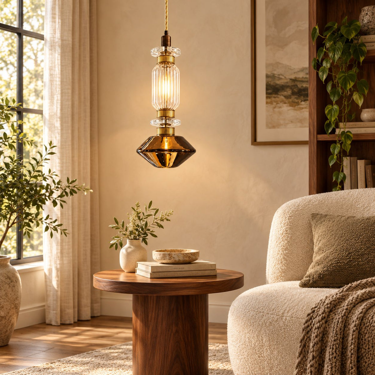 Modern Glass Pendant Lamp Hanging Light Fixture Adjustable LED for Contemporary Spaces