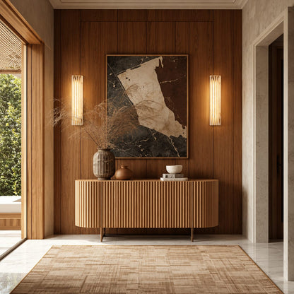 Modern Wall Light Wall Mounted Metal Alabaster Shade Dimmable LED for Contemporary Spaces