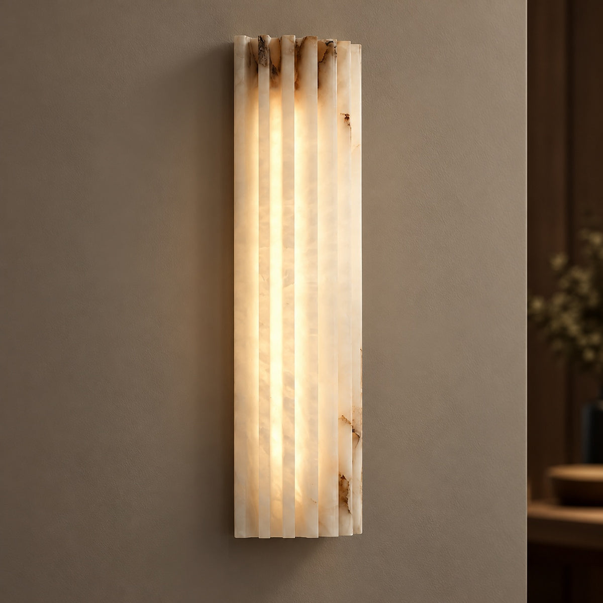 Modern Wall Light Wall Mounted Metal Alabaster Shade Dimmable LED for Contemporary Spaces