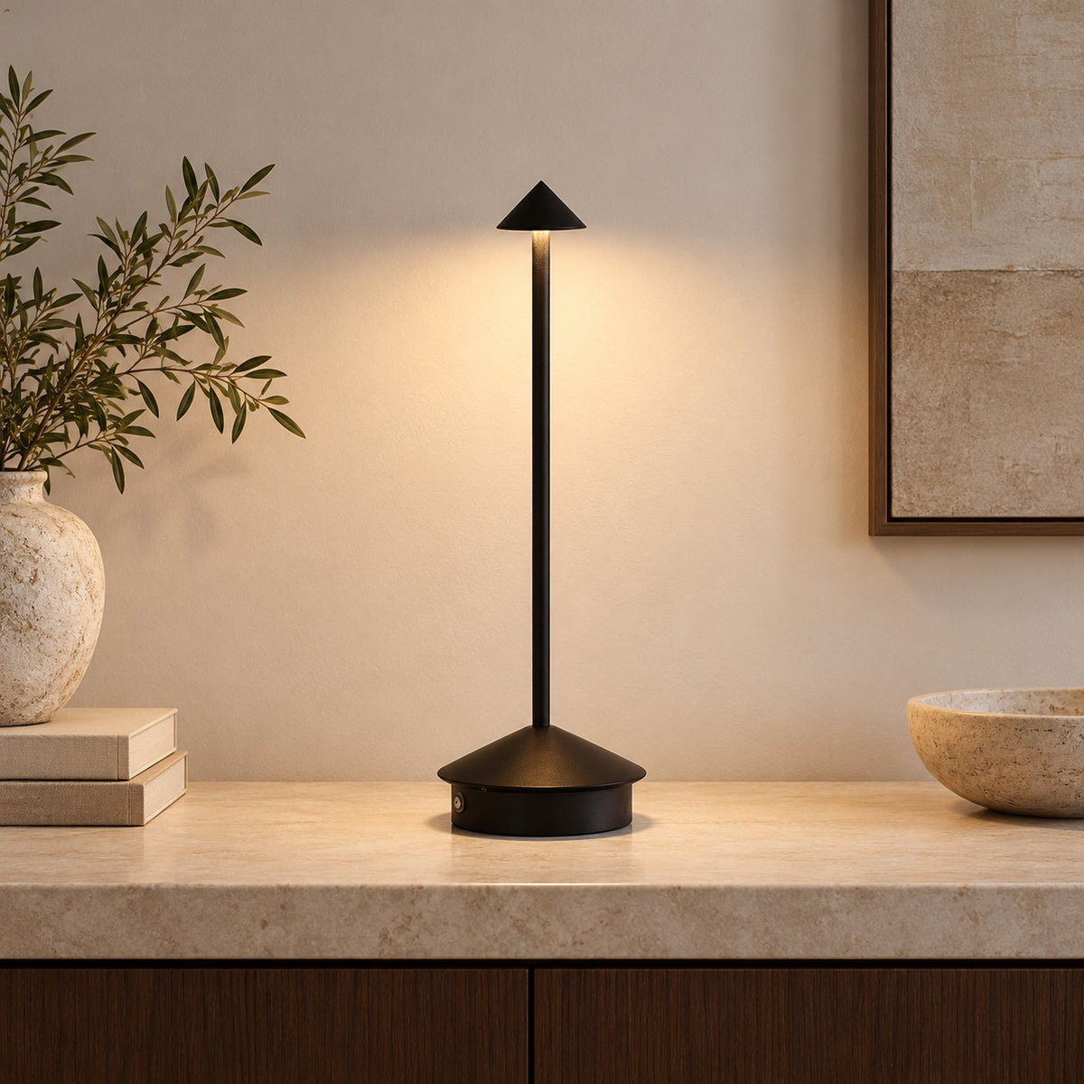 Modern Waterproof Table Lamp Rechargeable LED Cordless Design for Indoor Outdoor Use