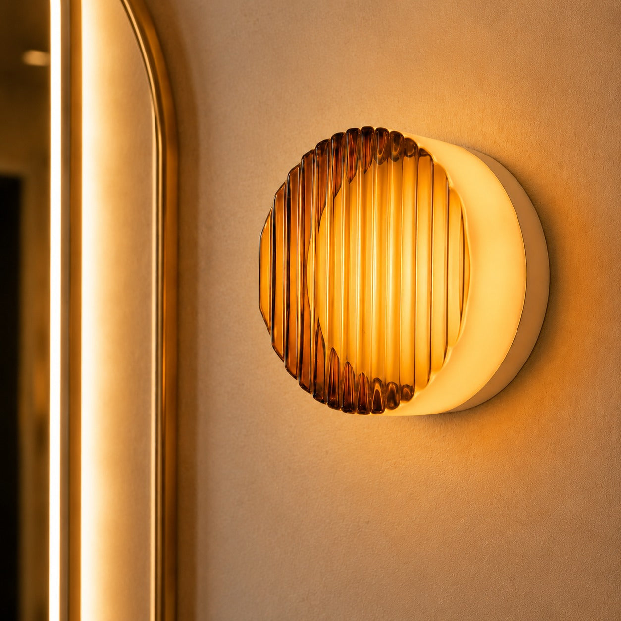 Modern Wall Light Wall Mounted Dimple Glass Aluminum LED with Smart Light Sensor 3000K